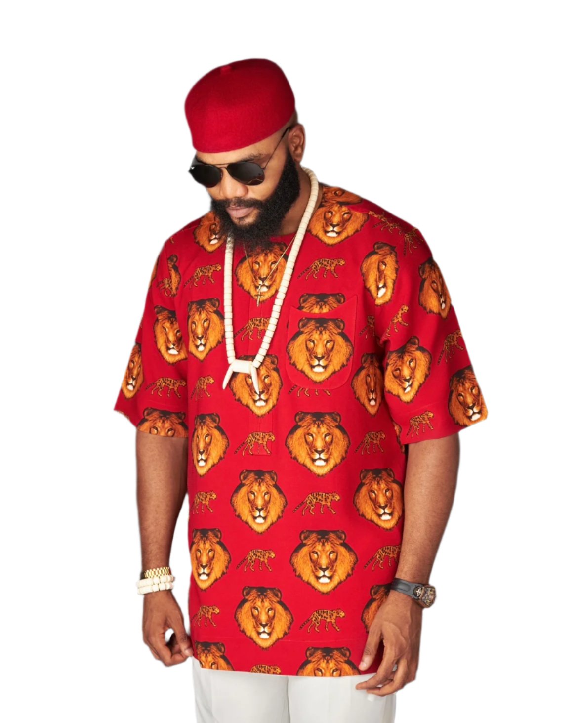 Isi Agu in Red & Ivory